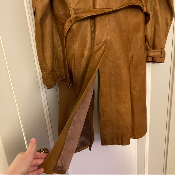 VTG Men’s Leather Double Breasted Trench Coat - Picture 12 of 12